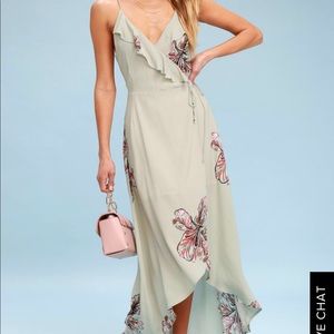 Lulus light green floral wrap dress